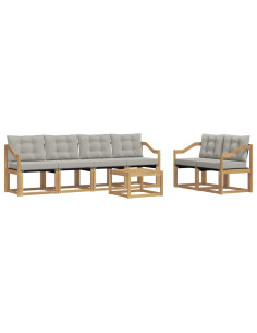 Set di divani da esterno 7 pcs Bianco e Grigio Chiaro 2