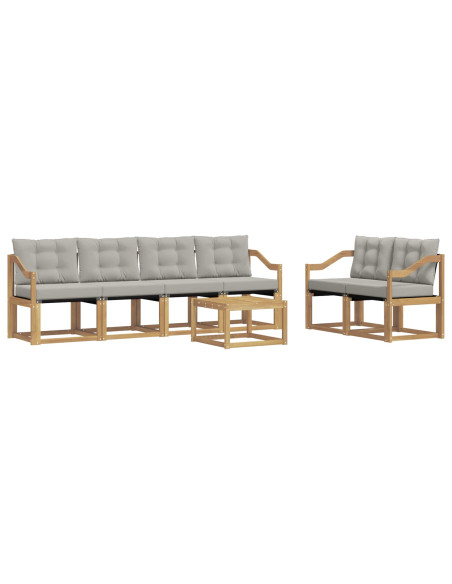 Set di divani da esterno 7 pcs Bianco e Grigio Chiaro