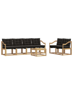 Set di divani da esterno con cuscino 7 pcs Bianco e Nero 2