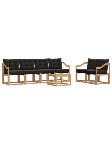 Set di divani da esterno con cuscino 7 pcs Bianco e Nero