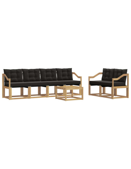 Set di divani da esterno con cuscino 7 pcs Bianco e Nero
