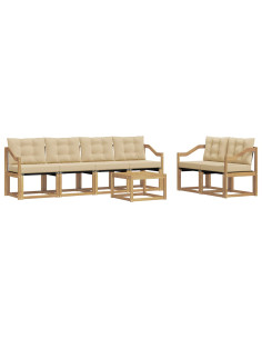 Set di divani da esterno con cuscino 7 pcs Bianco e Beige 2