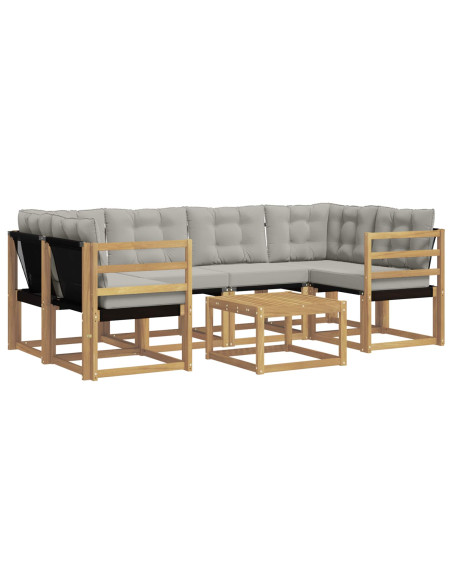 Set di divani da esterno 7 pcs Bianco e Grigio Chiaro