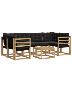 Set di divani da esterno con cuscino 7 pcs Bianco e Nero 2