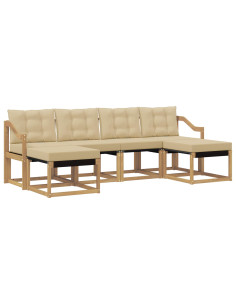 Set di divani da esterno con cuscino 6 pcs Bianco e Beige 2