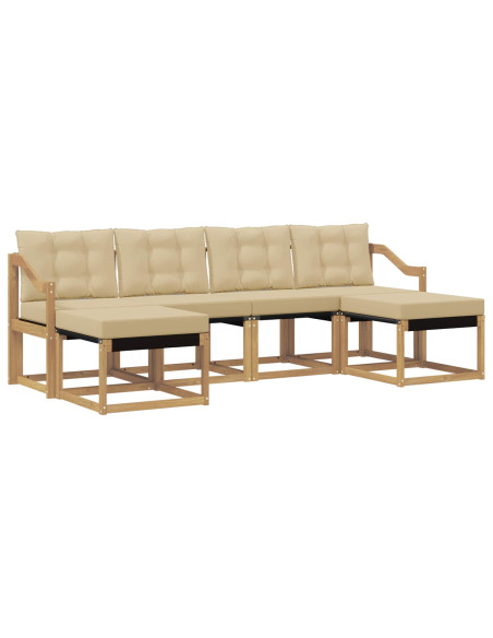 Set di divani da esterno con cuscino 6 pcs Bianco e Beige