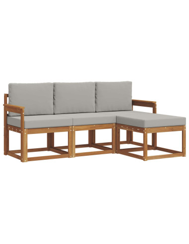 Set di divani da esterno 4 pcs Grigio Naturale e Chiaro