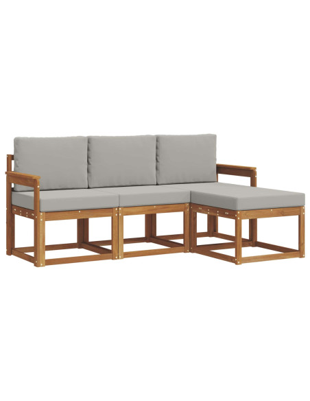 Set di divani da esterno 4 pcs Grigio Naturale e Chiaro