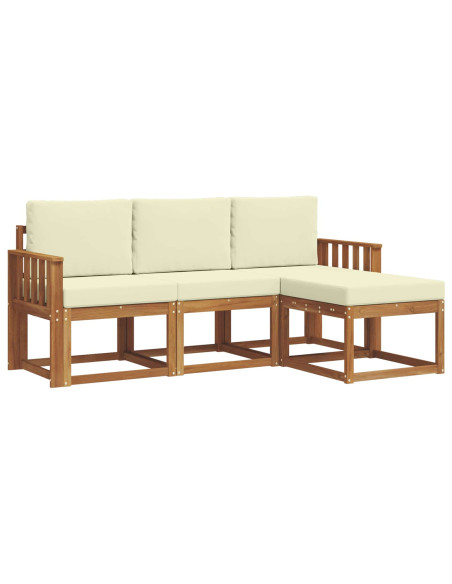 Set di divani da esterno con cuscino 4 pcs Naturale e Crema