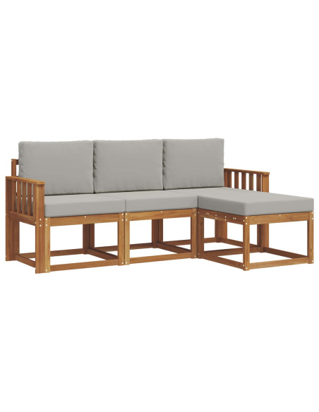 Set di divani da esterno 4 pcs Grigio Naturale e Chiaro