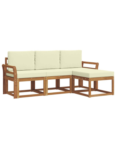 Set di divani da esterno con cuscino 4 pcs Naturale e Crema
