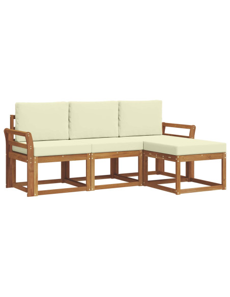 Set di divani da esterno con cuscino 4 pcs Naturale e Crema