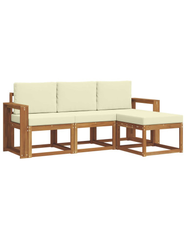 Set di divani da esterno con cuscino 4 pcs Naturale e Crema