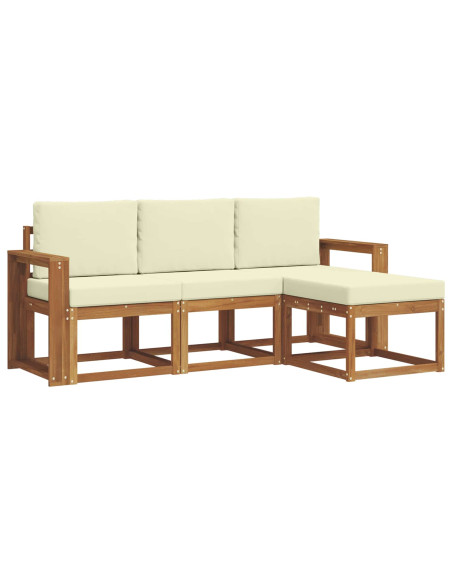 Set di divani da esterno con cuscino 4 pcs Naturale e Crema