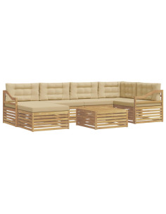 Set di divani da esterno con cuscino 7 pcs Bianco e Beige 2