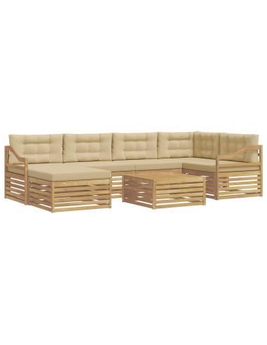 Set di divani da esterno con cuscino 7 pcs Bianco e Beige