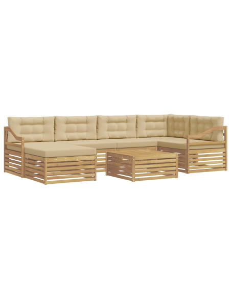 Set di divani da esterno con cuscino 7 pcs Bianco e Beige