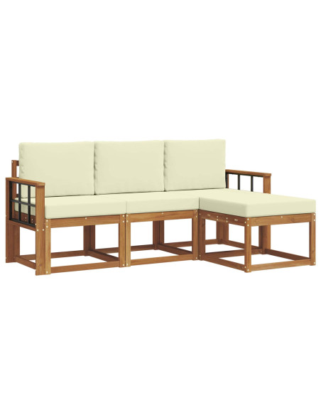 Set di divani da esterno con cuscino 4 pcs Naturale e Crema