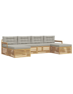 Set divani con cuscino 6 pcs Bianco e Grigio Chiaro 2