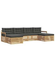 Set divani 6 pcs Bianco e Antracite Legno di Acacia Massello 2