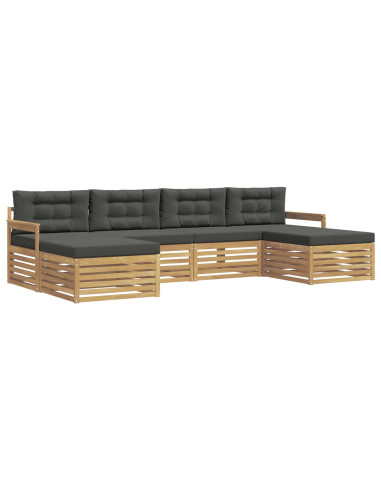 Set divani 6 pcs Bianco e Antracite Legno di Acacia Massello