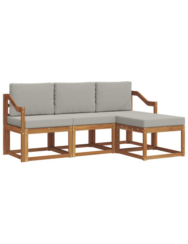 Set di divani da esterno 4 pcs Grigio Naturale e Chiaro