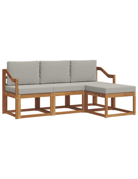 Set di divani da esterno 4 pcs Grigio Naturale e Chiaro
