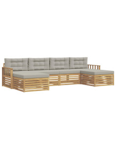 Set divani con cuscino 6 pcs Bianco e Grigio Chiaro 2