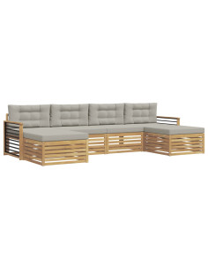 Set divani con cuscino 6 pcs Bianco e Grigio Chiaro 2