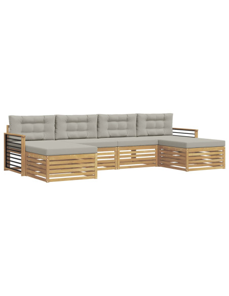 Set divani con cuscino 6 pcs Bianco e Grigio Chiaro
