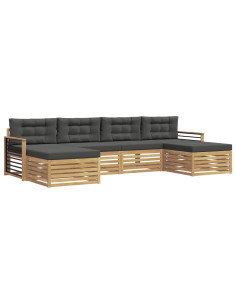 Set divani 6 pcs Bianco e Antracite Legno di Acacia Massello 2