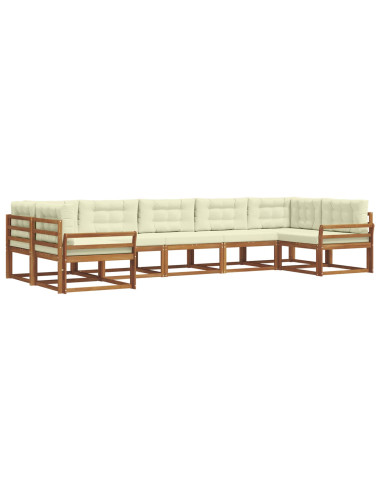 Set di divani da esterno con cuscino 7 pcs Naturale e Crema