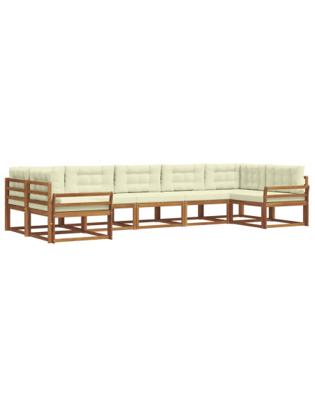 Set di divani da esterno con cuscino 7 pcs Naturale e Crema