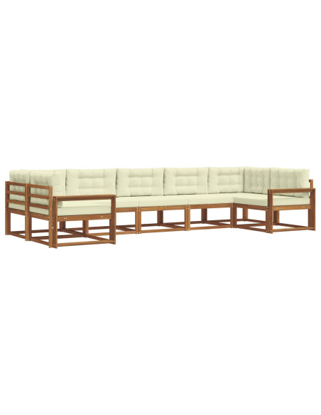 Set di divani da esterno con cuscino 7 pcs Naturale e Crema