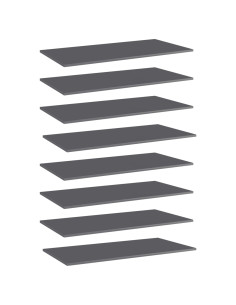 Ripiani per Libreria 8pz Grigio Lucido 80x30x1,5cm Multistrato 2