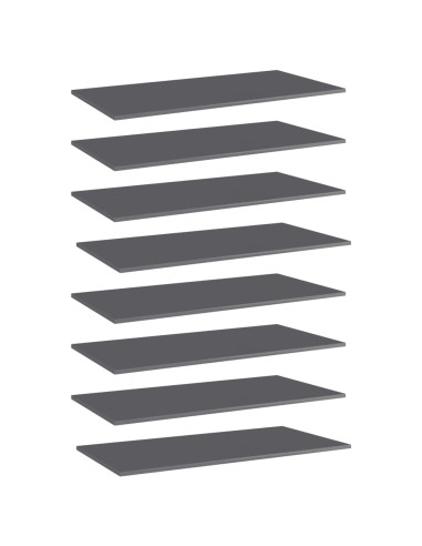 Ripiani per Libreria 8pz Grigio Lucido 80x30x1,5cm Multistrato