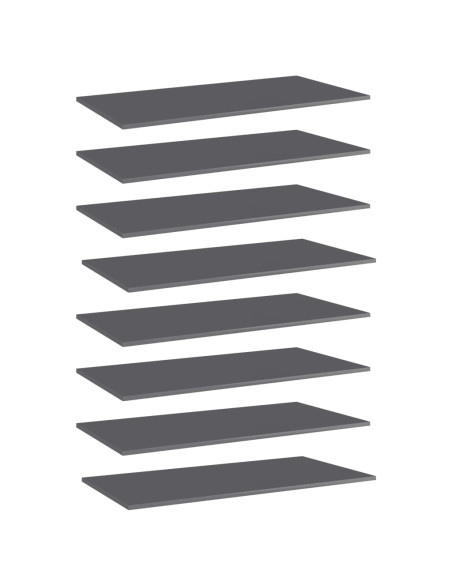 Ripiani per Libreria 8pz Grigio Lucido 80x30x1,5cm Multistrato
