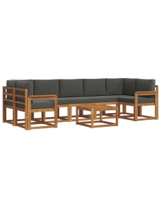 Set di divani da esterno con cuscino 8 pcs Naturale e Antracite 2