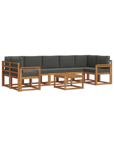 Set di divani da esterno con cuscino 8 pcs Naturale e Antracite