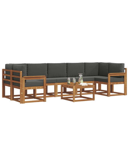 Set di divani da esterno con cuscino 8 pcs Naturale e Antracite