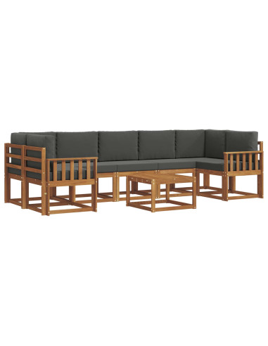 Set di divani da esterno con cuscino 8 pcs Naturale e Antracite
