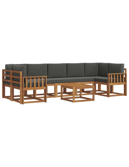Set di divani da esterno con cuscino 8 pcs Naturale e Antracite