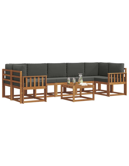 Set di divani da esterno con cuscino 8 pcs Naturale e Antracite