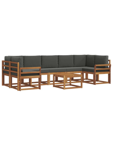 Set di divani da esterno con cuscino 8 pcs Naturale e Antracite