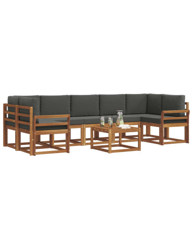 Set di divani da esterno con cuscino 8 pcs Naturale e Antracite
