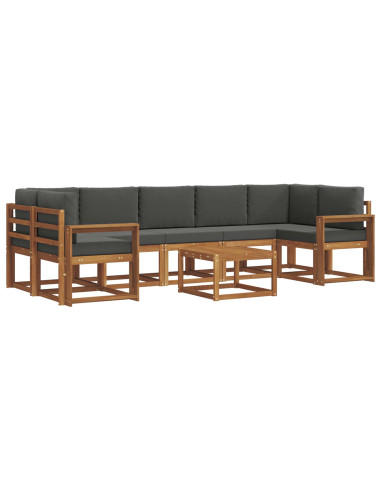 Set di divani da esterno con cuscino 8 pcs Naturale e Antracite