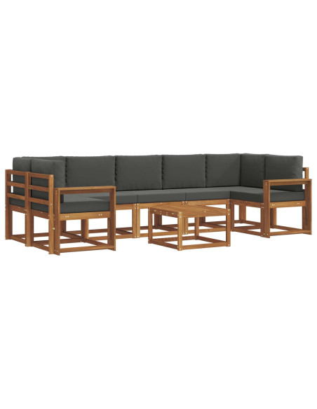 Set di divani da esterno con cuscino 8 pcs Naturale e Antracite