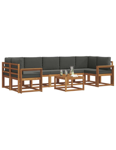 Set di divani da esterno con cuscino 8 pcs Naturale e Antracite