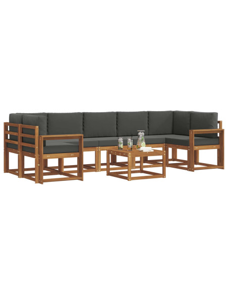 Set di divani da esterno con cuscino 8 pcs Naturale e Antracite