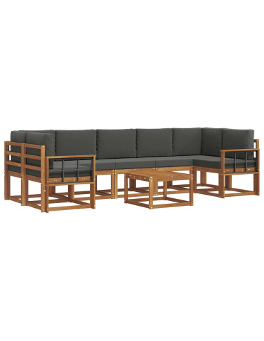 Set di divani da esterno con cuscino 8 pcs Naturale e Antracite